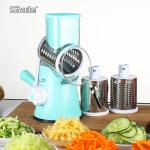 Kitchen Plastic Rotary Hand Held Vegetable Chopper ABS AS Blue Red
