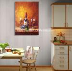 Small Abstract Still Life palette knife art Wine Bottle Fruit Customized size