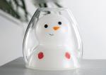 Double Snowman Personalized Glass Cup Cute Animal Christmas Gift Eco - Friendly