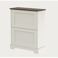 Buy cheap White 2-bucket Striped Panel Shoe Cabinet for Entryway product