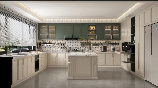 Buy cheap Almond Rose Custom Stainless Steel Kitchen Cabinets Easy Clean Fadior Luxe Series from wholesalers
