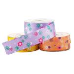 4 Colors Floral Purple Anti Alcohol Printed Grosgrain Ribbon
