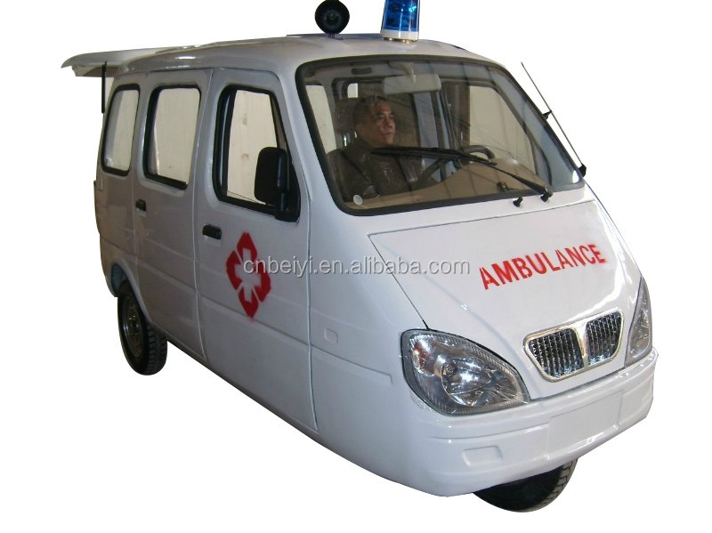 800W Closed Ambulance Motorized Tricycle for 4 People in Africa Passenger Drum Brake