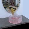 Buy cheap Pink Bottom Round Glass Sink Bowl Bathroom 15 Inch Height 15.8 Inch from wholesalers