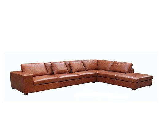 Buy cheap Vintage Genuine Brown Leather Sectional Sofa Couches With Wooden Legs from wholesalers