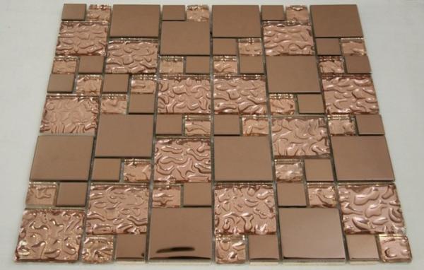 Buy cheap Beautiful Bronze Mixed Square Glass Mosaic Tile Churchill Hotel Backsplash Usage from wholesalers