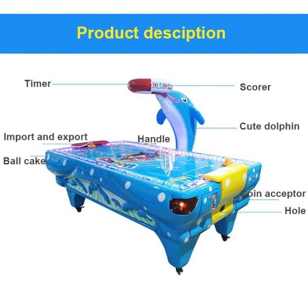 Coin Operated Two Players Dolphin Air Hockey Table For Game Center