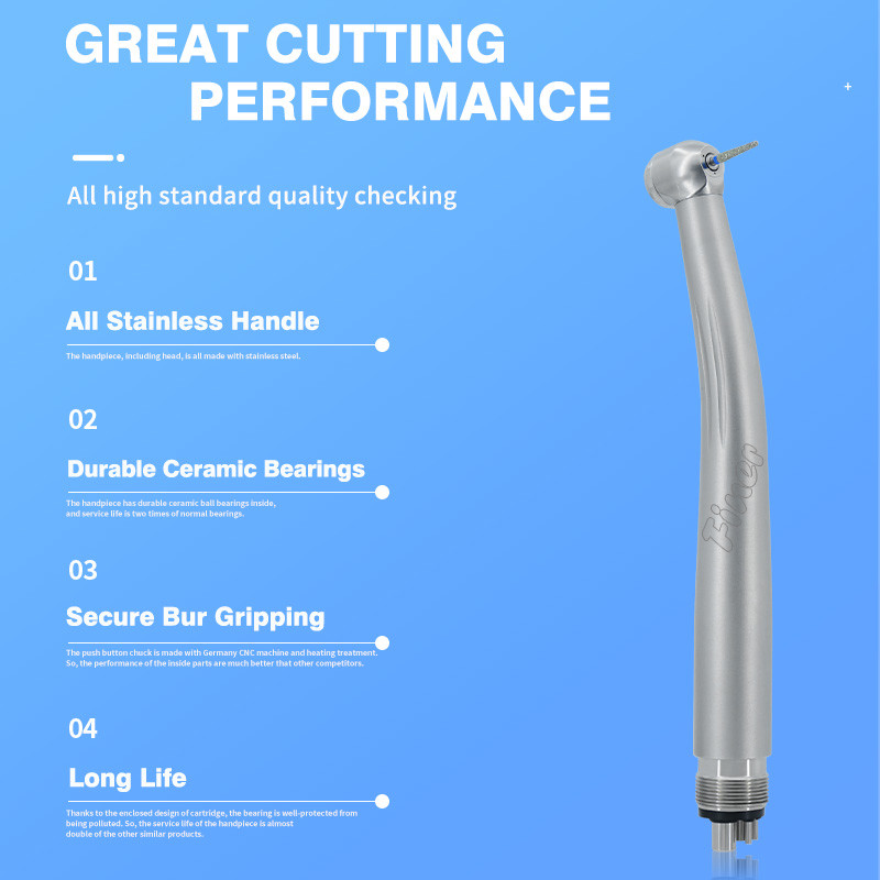 Stainless Steel Air-Driven Dental Turbine High Speed Handpiece with CE
