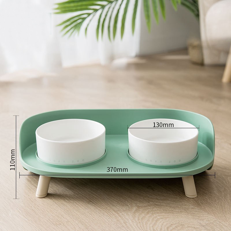 Ceramic Pet Feeder Bowls Anti Overturning Detachable Elevated Rice Basin