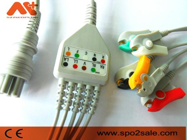 Buy cheap Omron Colin Cable Direct Connect ECG Cable 5 Lead Clip 6pin Patient Monitor from wholesalers