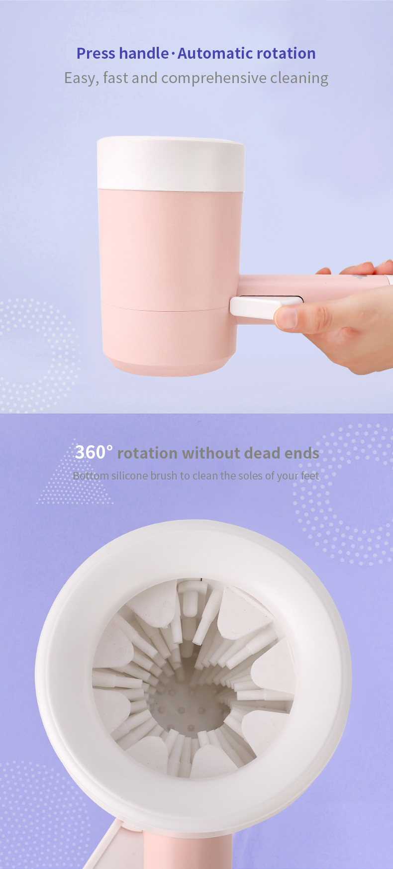Pink Dog Foot Washer Silicone Puppy Paw Cleaner Automatic Dog Paw Cleaner