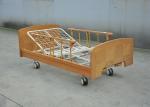 Two Manual Crank Nursing Home Beds Solid Wood Structure Aluminum Alloy Side Rail