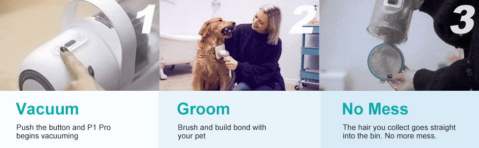 Dog Grooming Tools Set Adjustable Suction Vacuum Cleaner for Pet Hair Removal