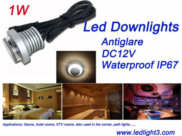 Quality Rcessed 1W Antiglare Mini LED downlight Epistar LED Spotlight Waterproof IP67 for hotel rooms DC12V for sale