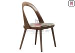 Armless Restaurant Dining Room Chairs Bowed Backrest Upholstered Fabric Ash Wood