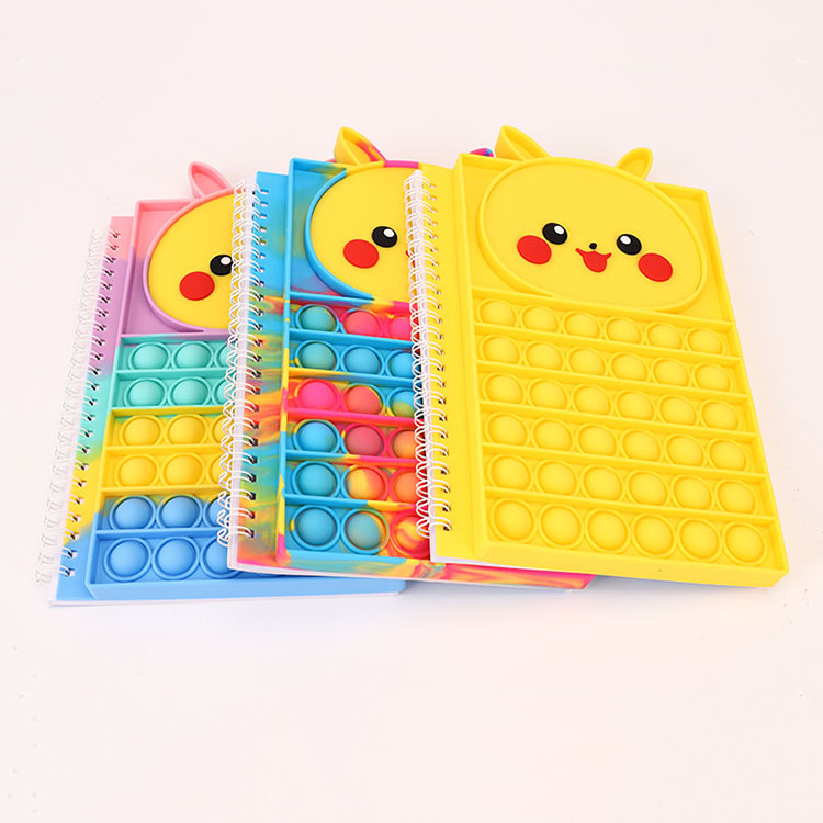Popular A5 Cute Animal Pattern Silicone Colorful Sensory Push Bubble Fidget Pop Notebook For Children