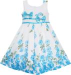 Kid Girls Dress Rose Flower Double Bow Tie Party Sundress Summer Children'S