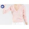 Buy cheap Vertical Transparent Stripes Womens Knit Pullover Sweater Pink Double V Neck Top from wholesalers