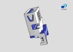 3.0MM USB A TYPE 9PIN FEMALE 90 ° Sinking plate Gold-Plated BLUE