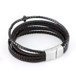 New Stainless Steel Leather Men's Leather Bracelet, European and American Trendy