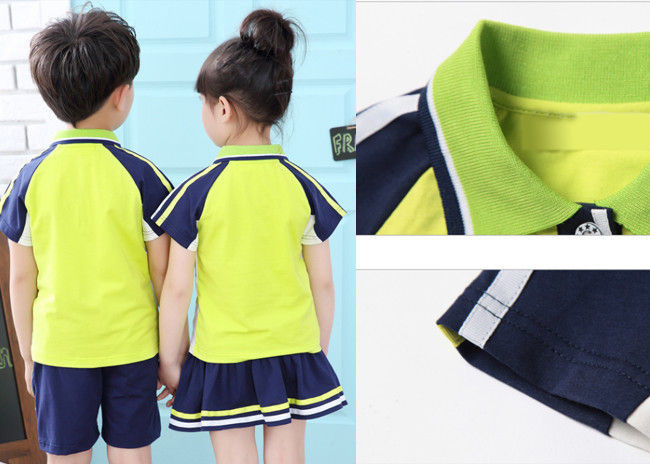 Summer Short Sleeve Teen School Uniform Comfortable Hit Color Shoulder Stitching