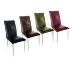PVC Upholstered Dining Chair Silver Leg Skin Friendly Gentle Material