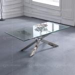 0.25CBM Modern Sofa Center Table 12mm Stainless Steel Coffee Table With Glass