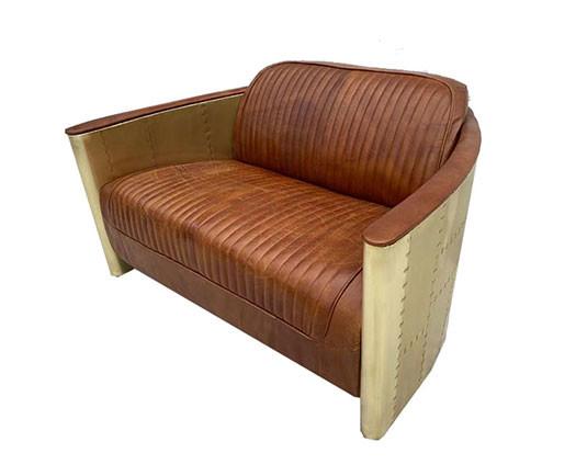 Buy cheap Vintage Aviator Brass Leather Couch Sofa from wholesalers