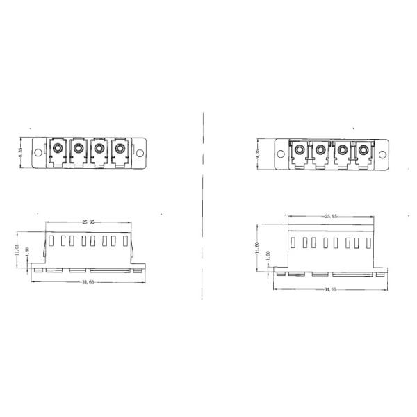 Quad 4 Core LC PC OM1 OM2 OM3 OM4 Fiber Optical Coupler