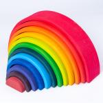 Game 60cm Natural Wooden Rainbow Stacker Baby Laser Carving