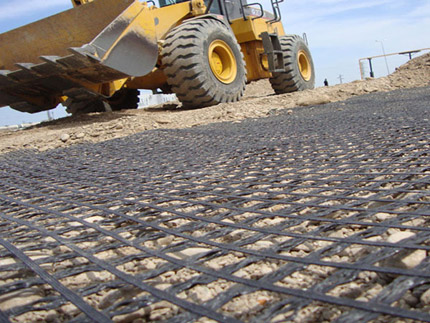 Geotextile for Roadbed Solidification 1m-6m Width 80-80 PET Biaxial Polyester Geogrid