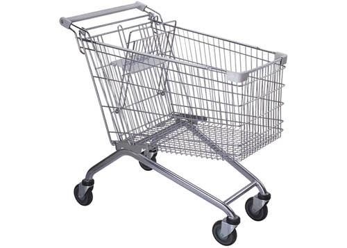 Buy cheap Safety Metal 4 Wheel Supermarket Shopping Trolley / Grocery Shopping Cart 180L from wholesalers