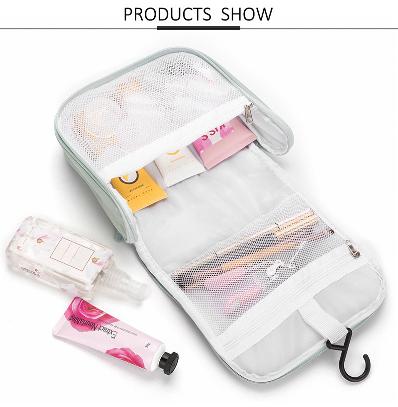 Large Capacity Grey Hanging Waterproof Tavel Wash Cosmetic Bursh Bag