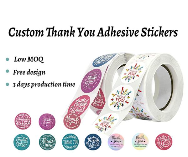 Buy cheap Self Adhesive Custom Shape Waterproof Packaging Thank you Sticker Labels from wholesalers