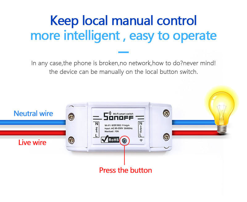 Sonoff Basic 10a/2200w Smart Home Automation Wifi Switch Remote Wireless Timer Light Control