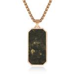 Anniversary Men Forged Carbon Fiber Pendant Gold and Green Prayer Choker