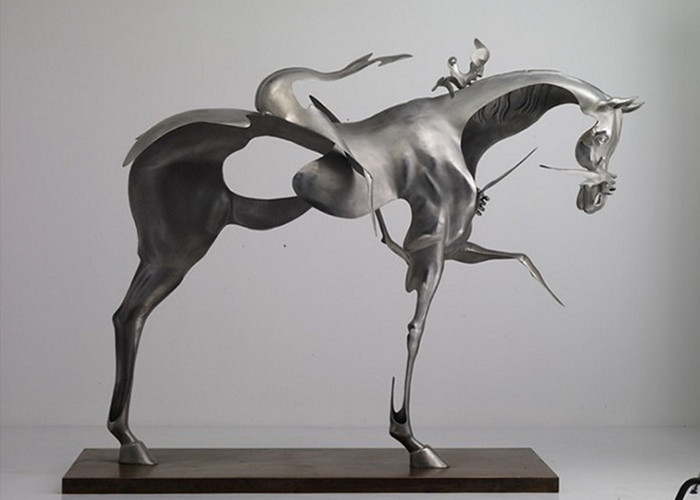 Spectacular Incomplete Horseman Outdoor Metal Sculpture Forging Technique