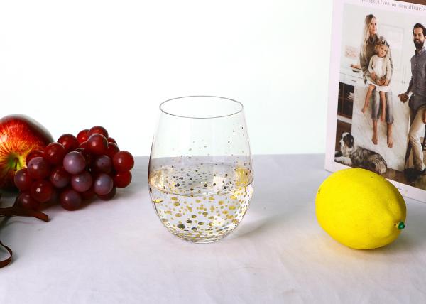 Buy cheap Etching Golden Spoted 10cm Transparent 18 Oz Drinking Glasses Hand Blown from wholesalers
