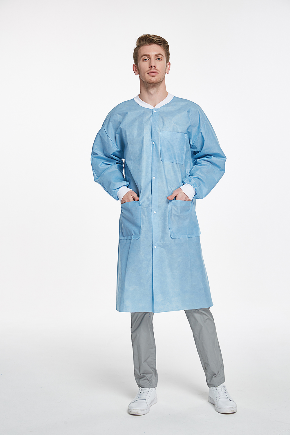 SMS fabric non-woven lab coat medical disposable full length disposable lab coat