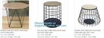 Wooden top metal wire coffee table design, customized design size wire coffee