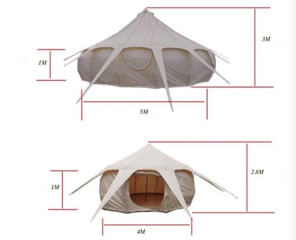 Buy cheap 300*300*200CM 5M 280GSM Beige Waterproof Coated Cotton Lotus Design Glamping Outdoor Camping Tent from wholesalers