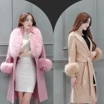 New Design Autumn & Winter Warm Women Pink Long Fur Coats Clothing