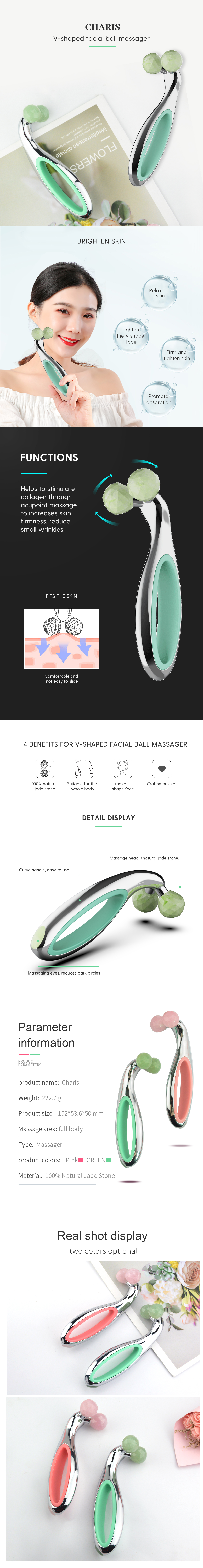 Firming Skin 3D Y Shape Massage Roller Smooth Crystal Full Body Jade Roller