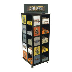 China Retail Store Wooden Display Stand Rotating Display Rack Boutique Clothing Racks on sale