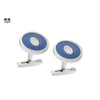Buy cheap Round Silver Enamel Cufflinks Copper Material , Fashion Personalised Mens product