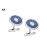 Buy cheap Round Silver Enamel Cufflinks Copper Material , Fashion Personalised Mens Cufflinks from wholesalers