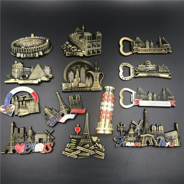 Buy cheap Custom fridge magnet souvenir Britain Italy Rome France Qatar USA 3D metal magnetic refrigerator from wholesalers