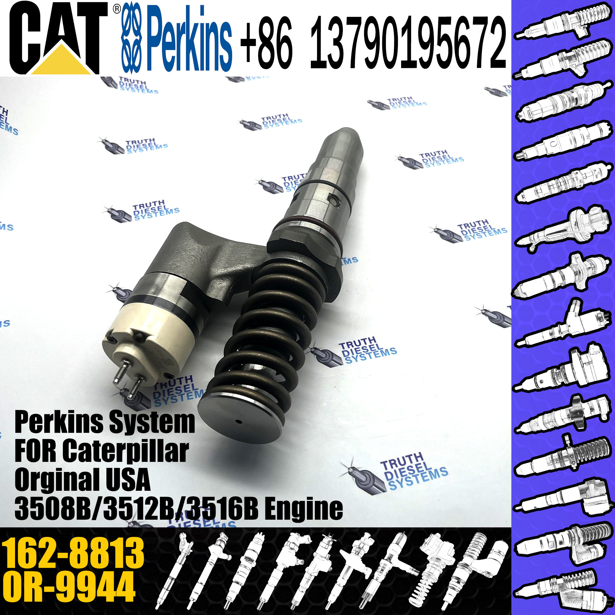 High QualityCommon Rail Injector for 3508B/3512B/3516B 162-8813 0R-9944 OR-9944 162-8813