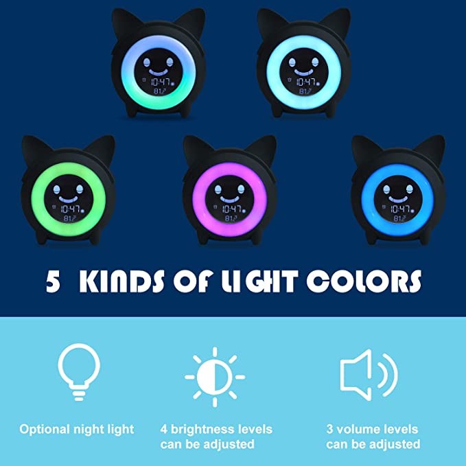 Sleep Training Kids Alarm Clock Penguin 3 LED color changing ROHS approval