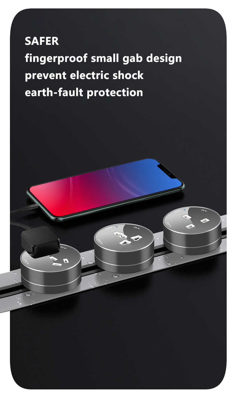 High Quantity Wall Track Electrical Power Rail Hidden Kitchen Socket